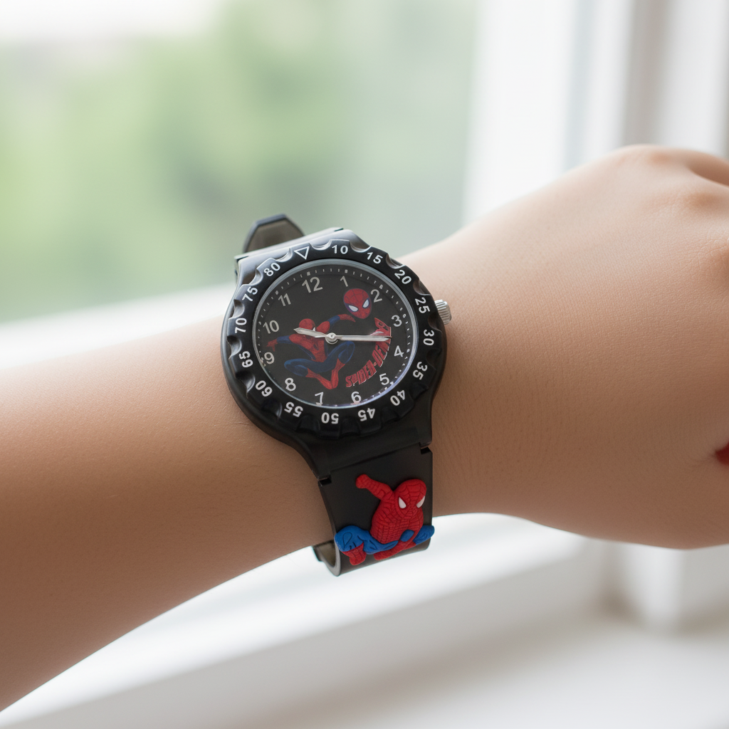 Analog Cartoon Kids Watch Black