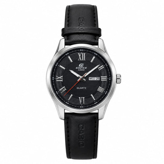 Casio Edifice Leather Day Date Latin Numbers