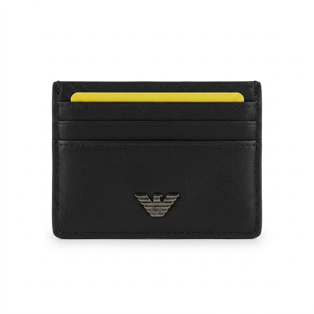Giorgio Armani Leather Men Card Holder 1006-2 Black