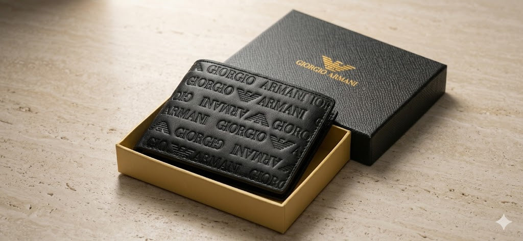 Giorgio Armani Leather Bi-Fold Men Wallet 530-2 - Black
