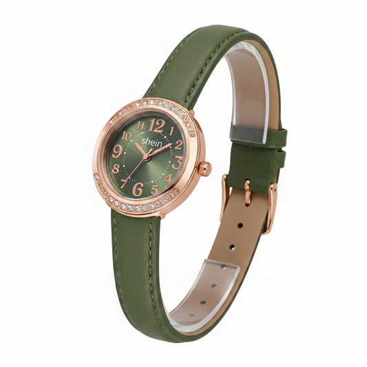 leather Cloves Dark Green Round