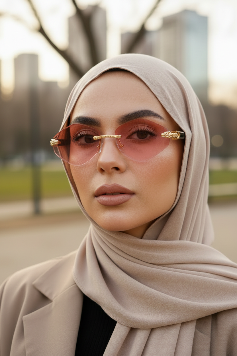EL-Doctor women's Frameless sunglasses-Pentagon
