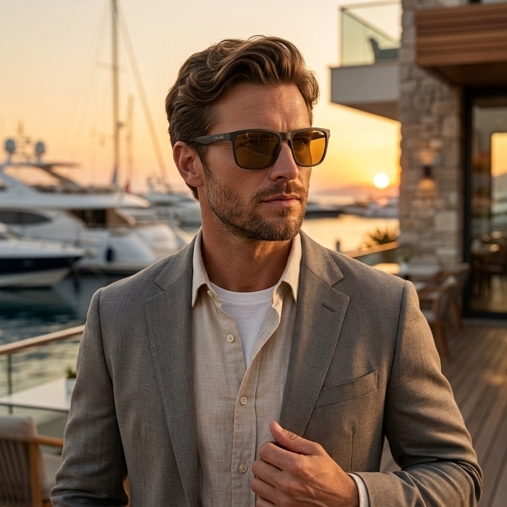 Police Brown Sunglasses-Rectangle