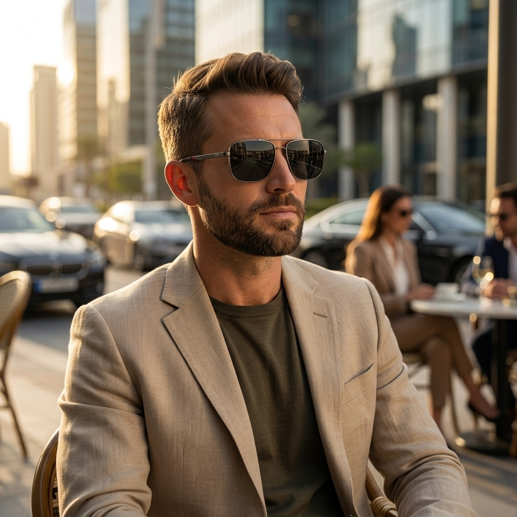 Ferrari polarized sunglasses-Rec-CRM-BLK - Rectangle