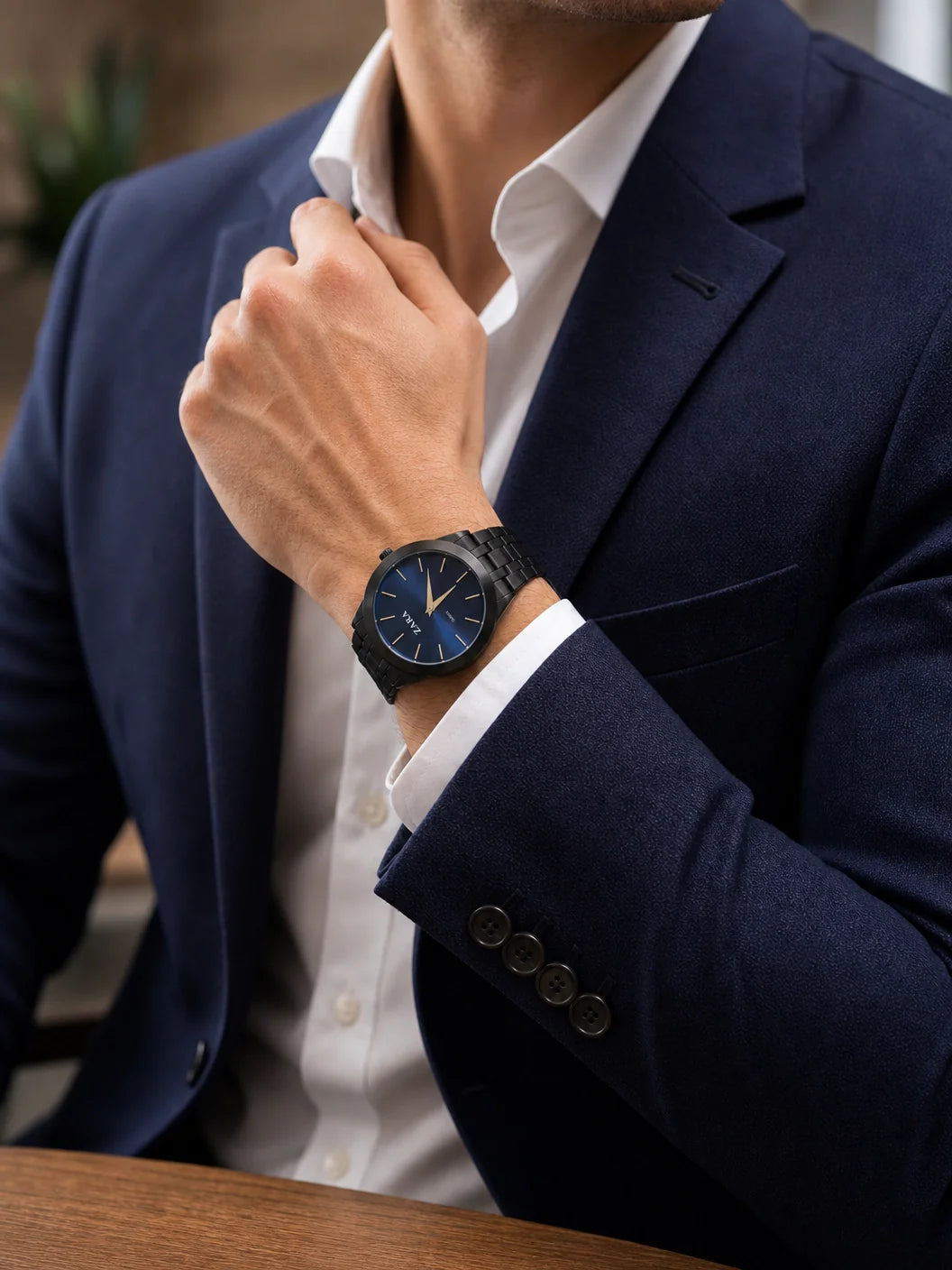 Round Metal Date Men Japanese movement watch