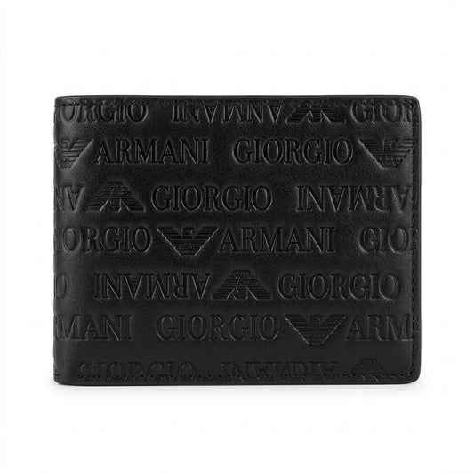 Giorgio Armani Leather Bi-Fold Men Wallet 530-2 - Black