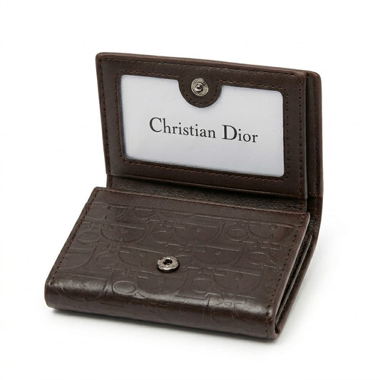 Dior Leather Tri-Fold Men Wallet 601-70 Coffee