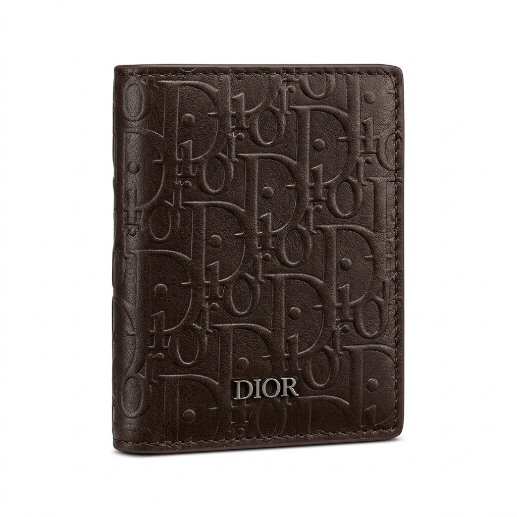 Dior Leather Tri-Fold Men Wallet 601-70 Coffee