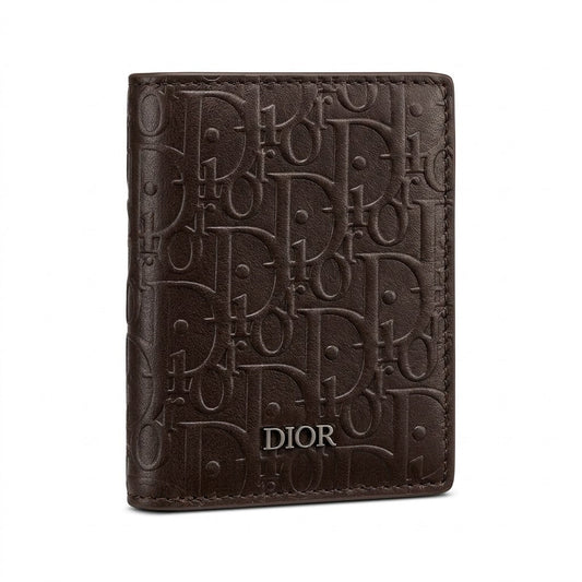 Dior Leather Tri-Fold Men Wallet 601-70 Coffee