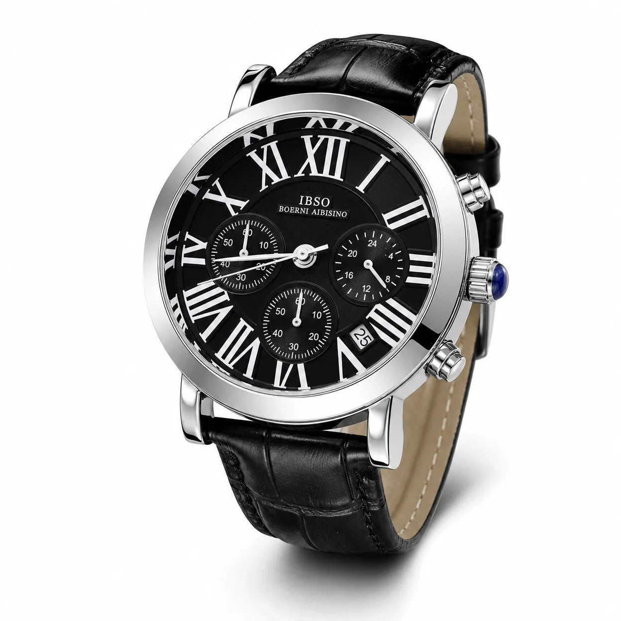 Leather Date Three Dials For Men