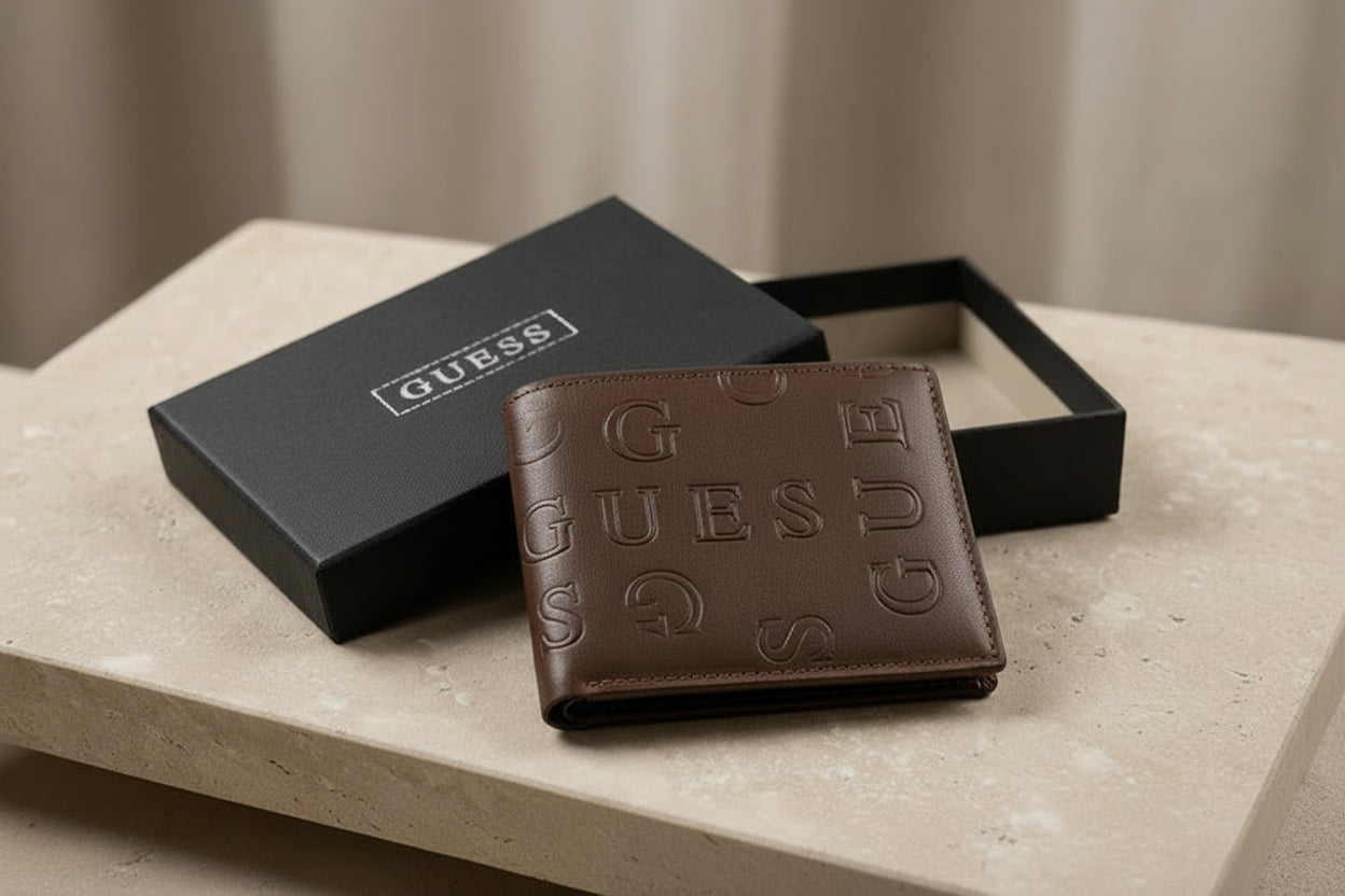 Guess Leather Bi-Fold Men Wallet WA-376 Coffee