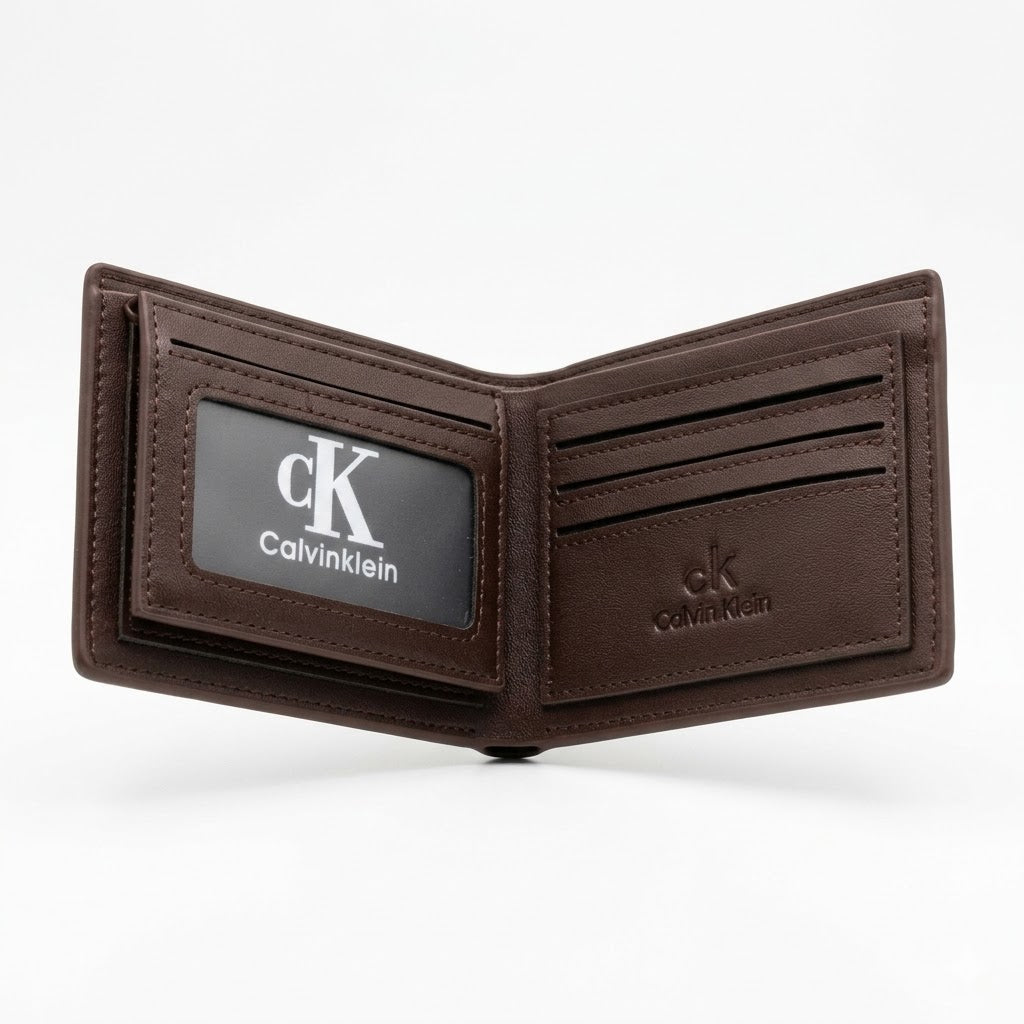 Calvin Klein Leather Bi-Fold Men Wallet - 510-89- Coffee