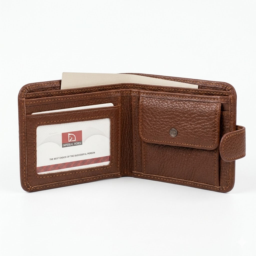 Horse Imperial Leather Bi-Fold Men Wallet 029D Brown