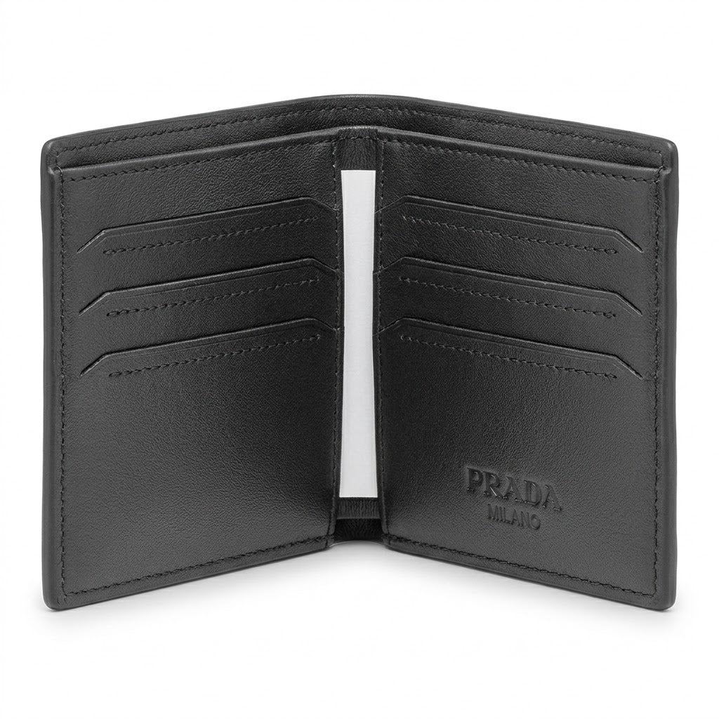Prada Leather Bi-Fold Men Wallet 506-155 Black