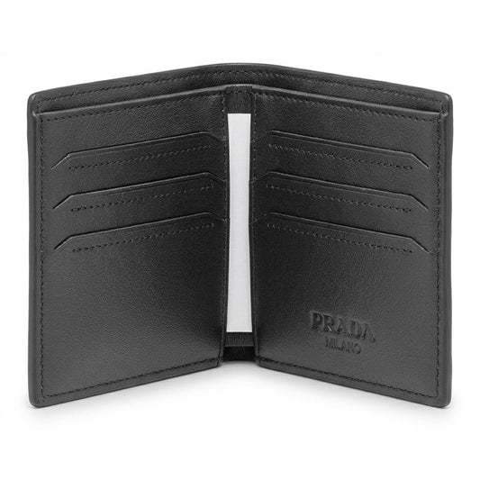 Prada Leather Bi-Fold Men Wallet 506-155 Black