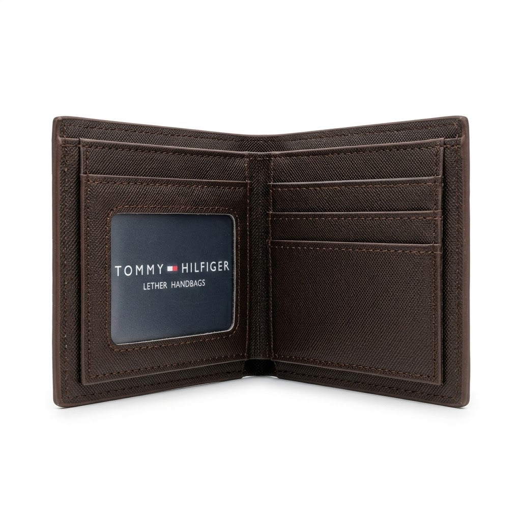 Tommy Hilfiger Leather Bi-Fold Men Wallet WA-381 Brown