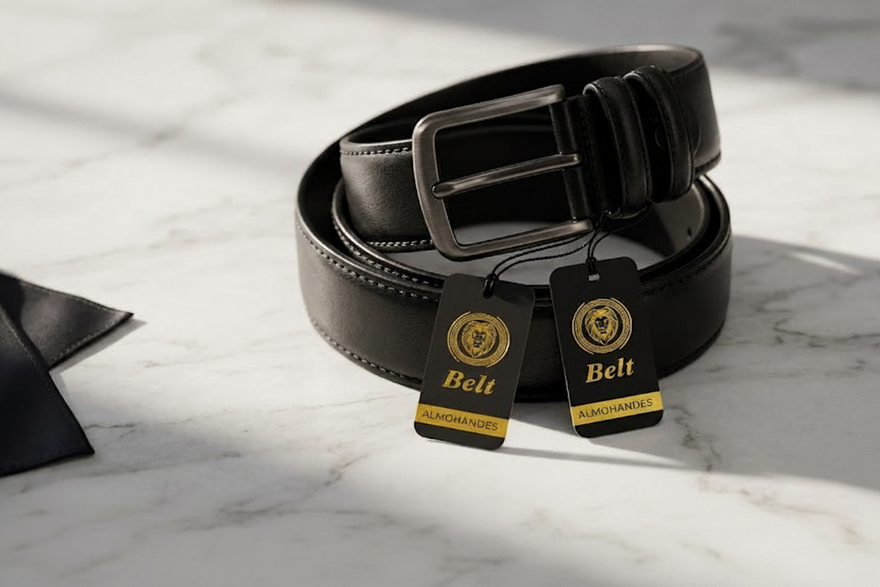 Almohandes Classic Black Belt Black 120cm Frame Buckle 115 Length / 3.6 Width