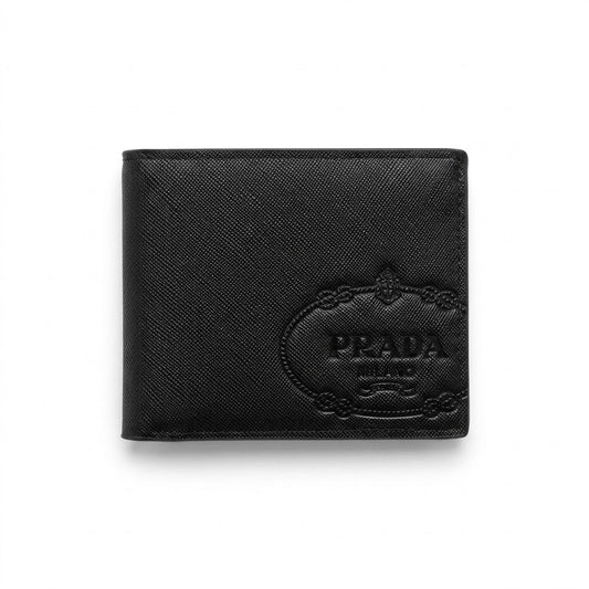 Prada Leather Bi-Fold Men Wallet 506-155 Black