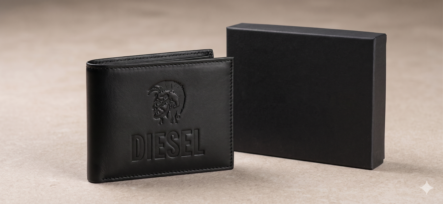 Diesel Bi-Fold Men Wallet-BK - Black