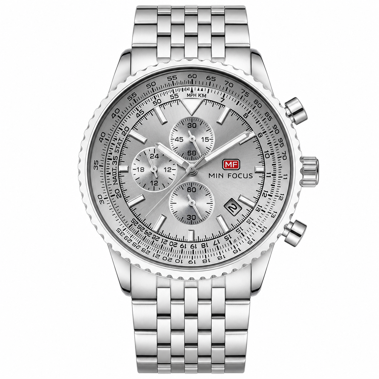 Metal Num Date Three Dials For Men