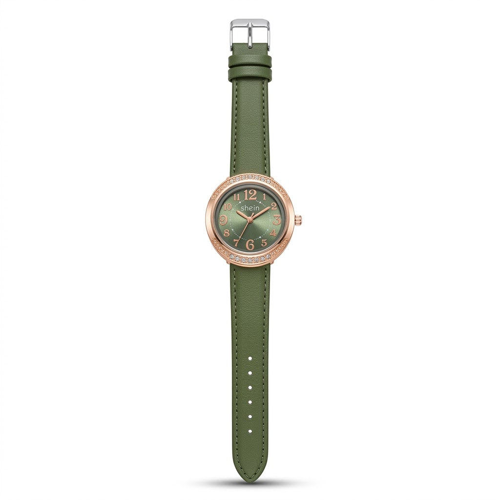 leather Cloves Dark Green Round