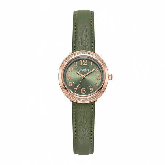 leather Cloves Dark Green Round