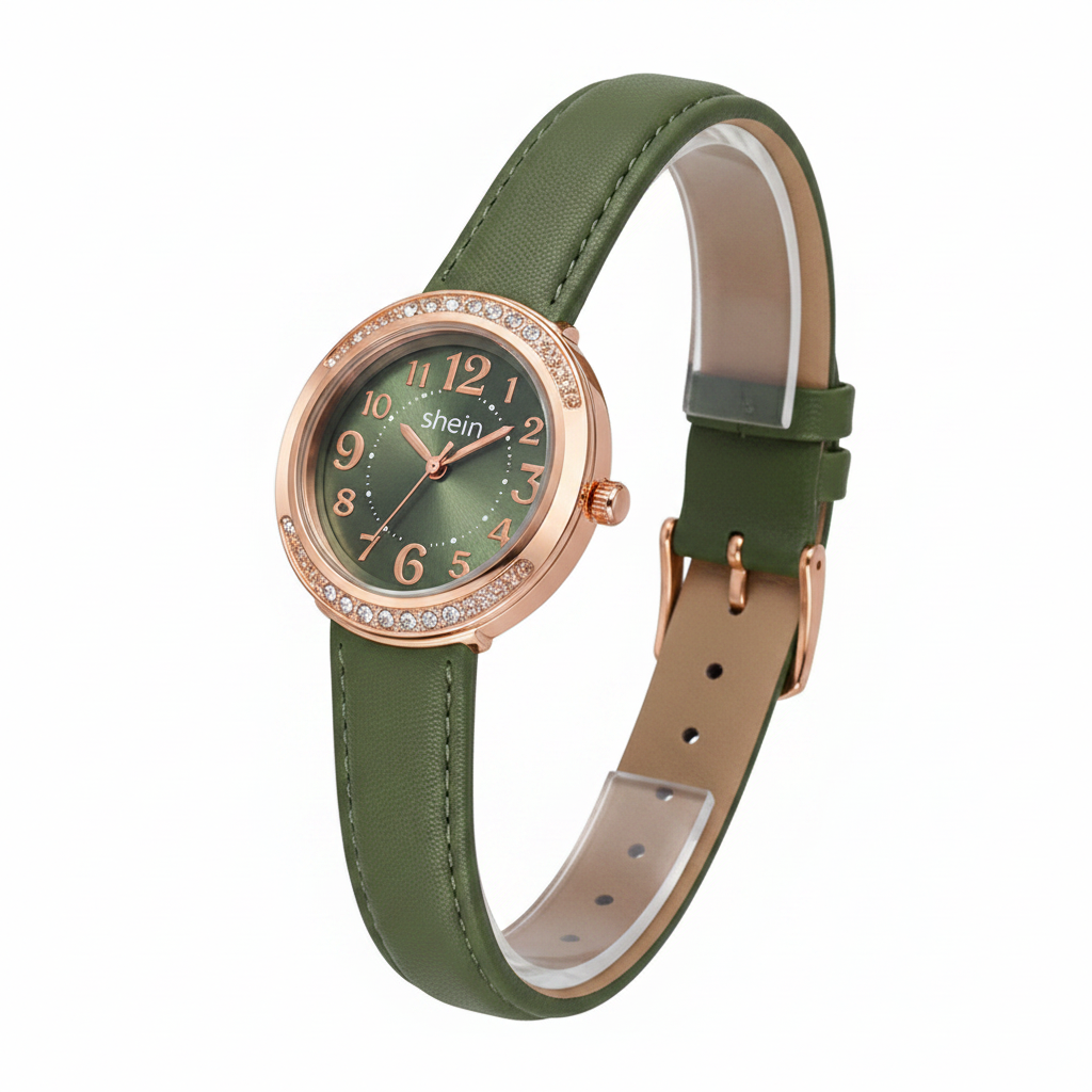 leather Cloves Dark Green Round