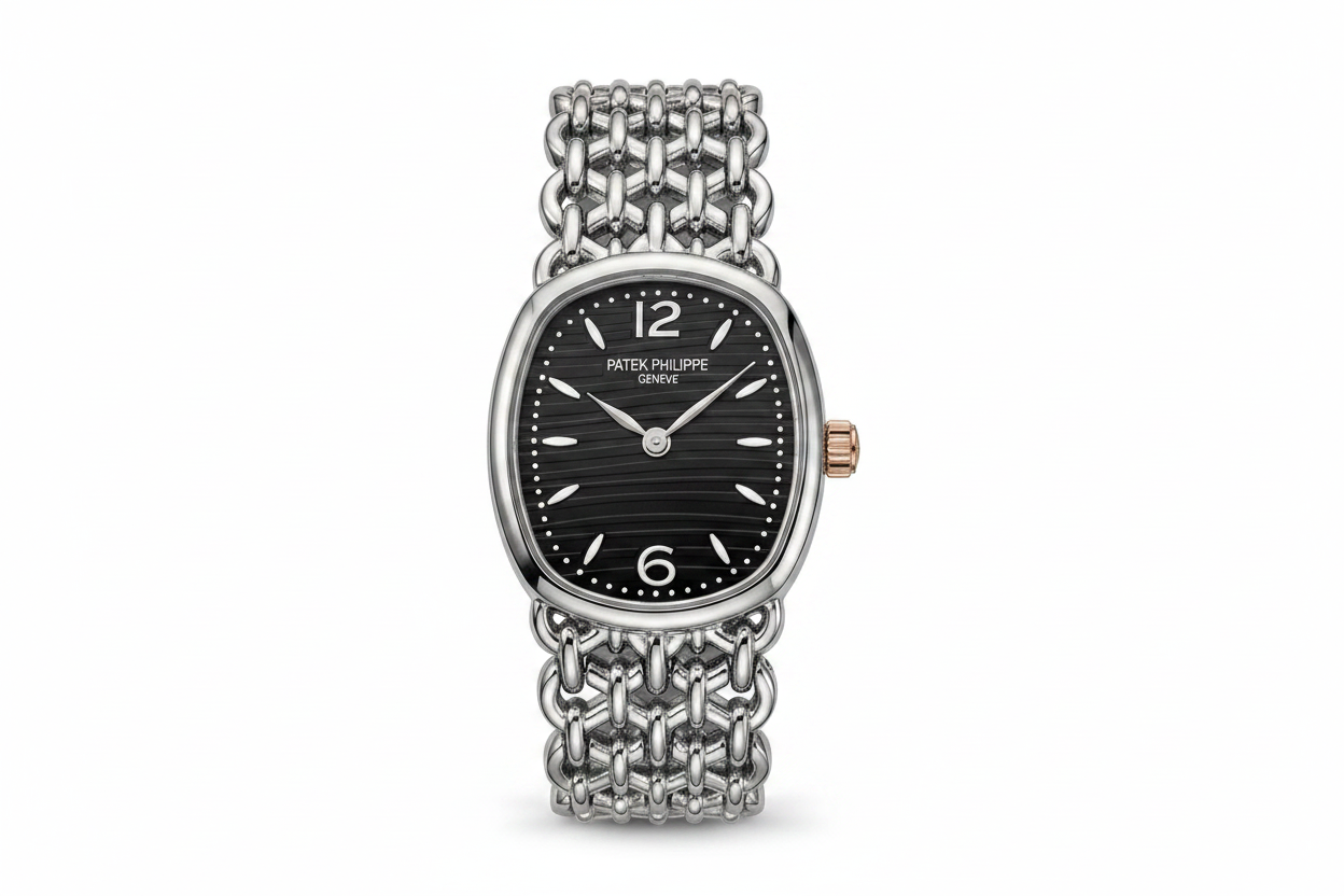 Women's Watch – Oval Stainless Steel Black Face