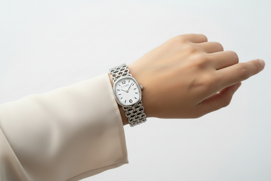 Women's Watch – Oval Stainless Steel White Face
