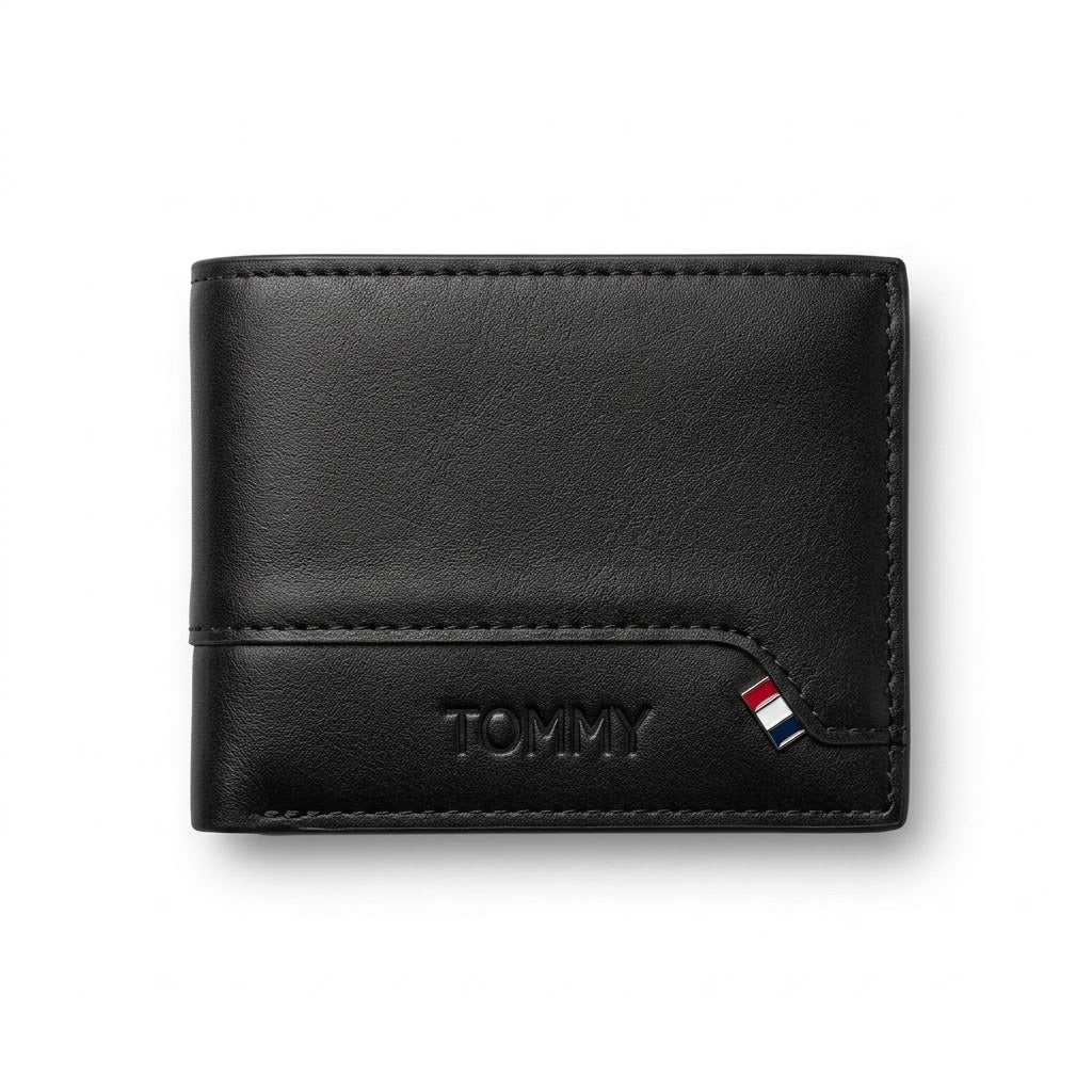 Tommy Hilfiger Leather Bi-Fold Men Wallet WA4-69-BK - Black