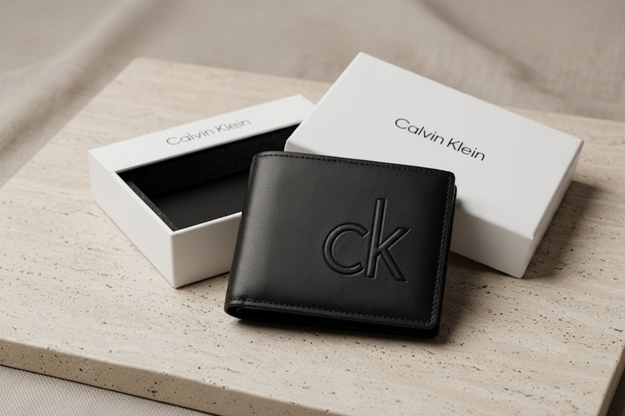 Calvin Klein Leather Tri-Fold Men Wallet - CK25U - 0116A - Black