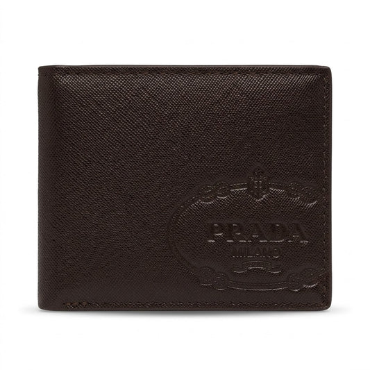 Prada Leather Bi-Fold Men Wallet 506-155 Coffee