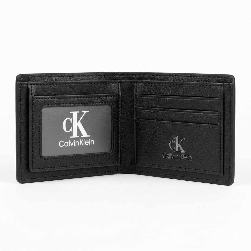Calvin Klein Leather Tri-Fold Men Wallet - CK25U - 0116A - Black