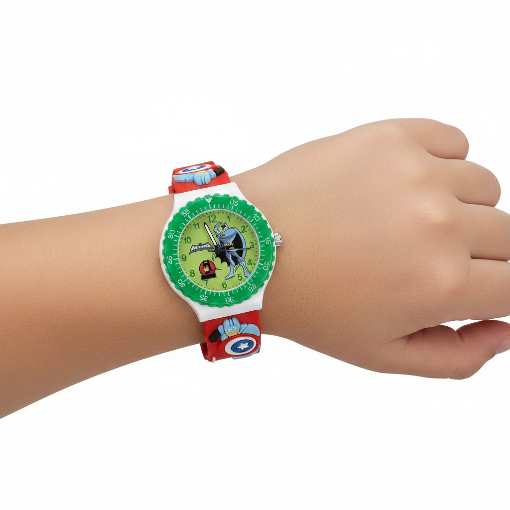 Analog Cartoon Kids Watch Red
