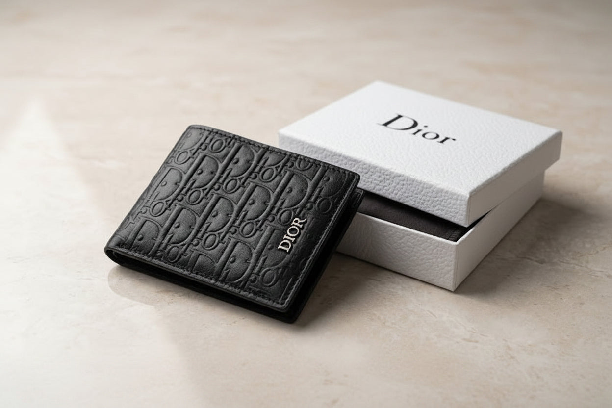 Dior Leather Tri-Fold Men Wallet 601-70 Black