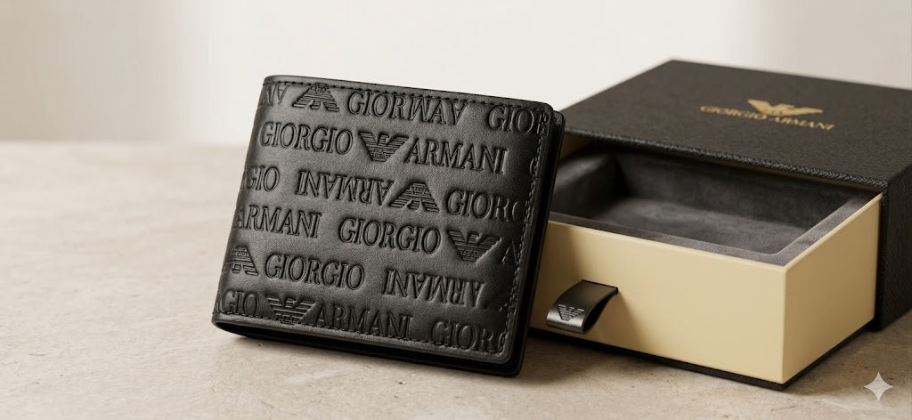 Giorgio Armani Leather Bi-Fold Men Wallet 530-2 - Black