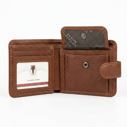 Horse Imperial Leather Bi-Fold Men Wallet 029D Brown