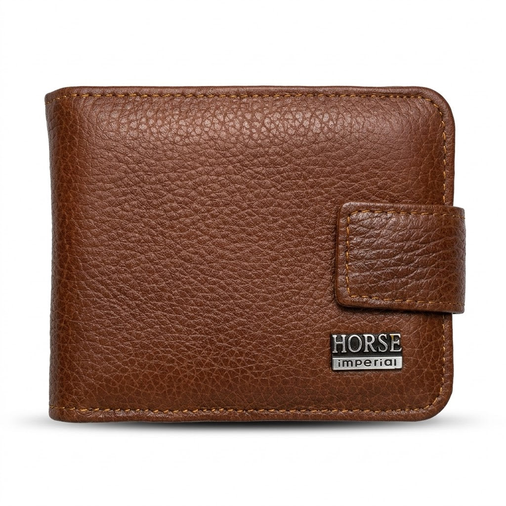 Horse Imperial Leather Bi-Fold Men Wallet 029D Brown