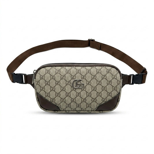 Dior Black Waist Leather Semi-Textile Bag