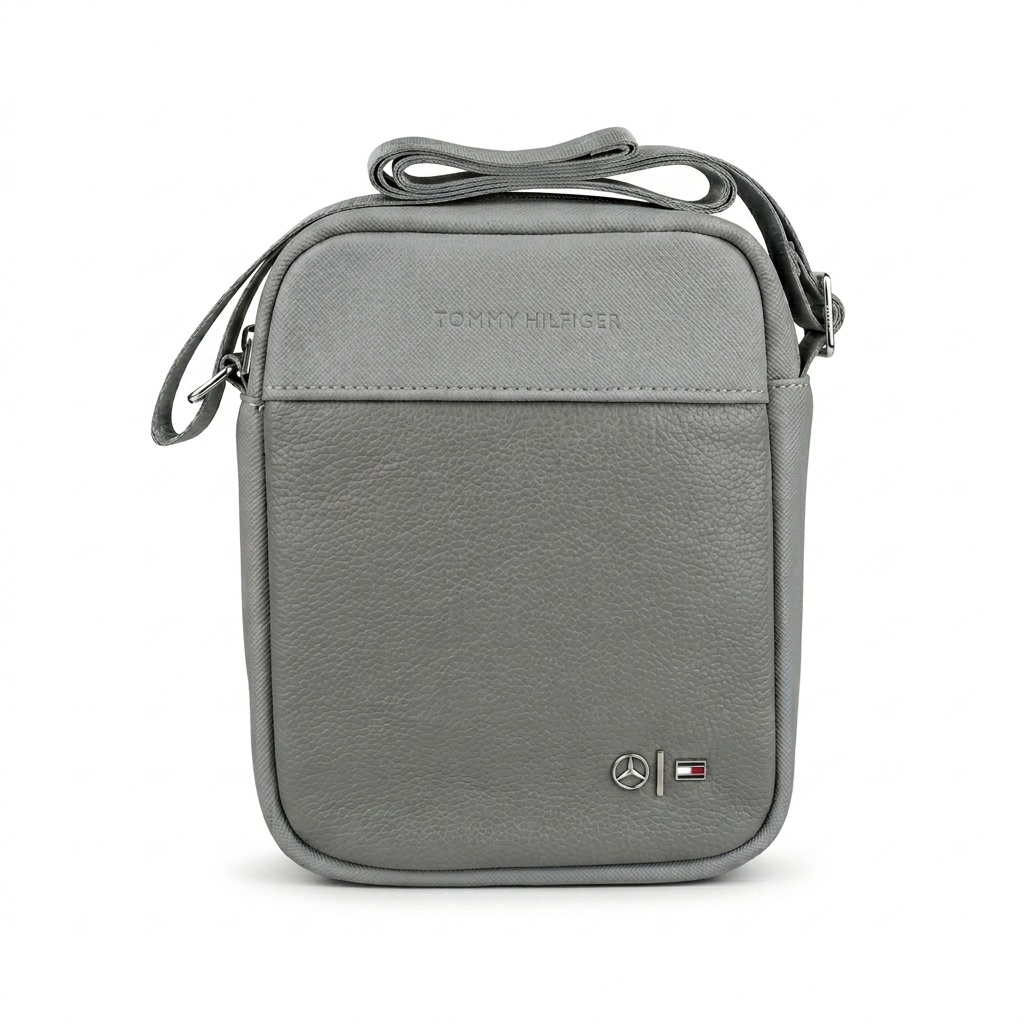 Tommy Hilfiger Light Gray Premium Cross Leather Bag Model BG4-518 Grey
