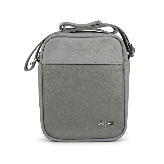 Tommy Hilfiger Light Gray Premium Cross Leather Bag Model BG4-518 Grey