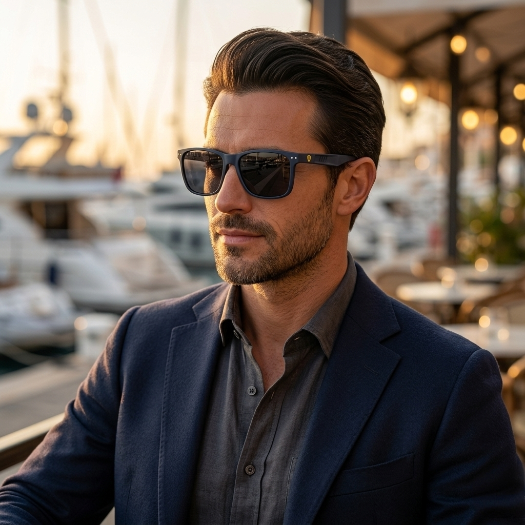 Navy Blue Ray-Ban Ferrari Sunglasses-Rectangle