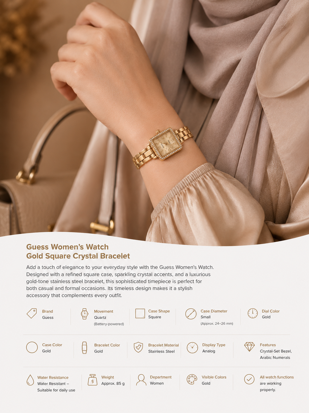 Guess Women's Watch – Gold