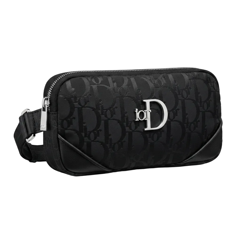 Gucci Black Waist Leather Semi-Textile Bag