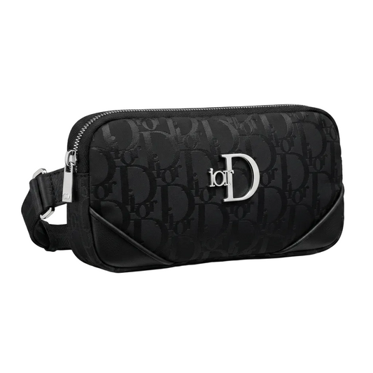 Gucci Black Waist Leather Semi-Textile Bag