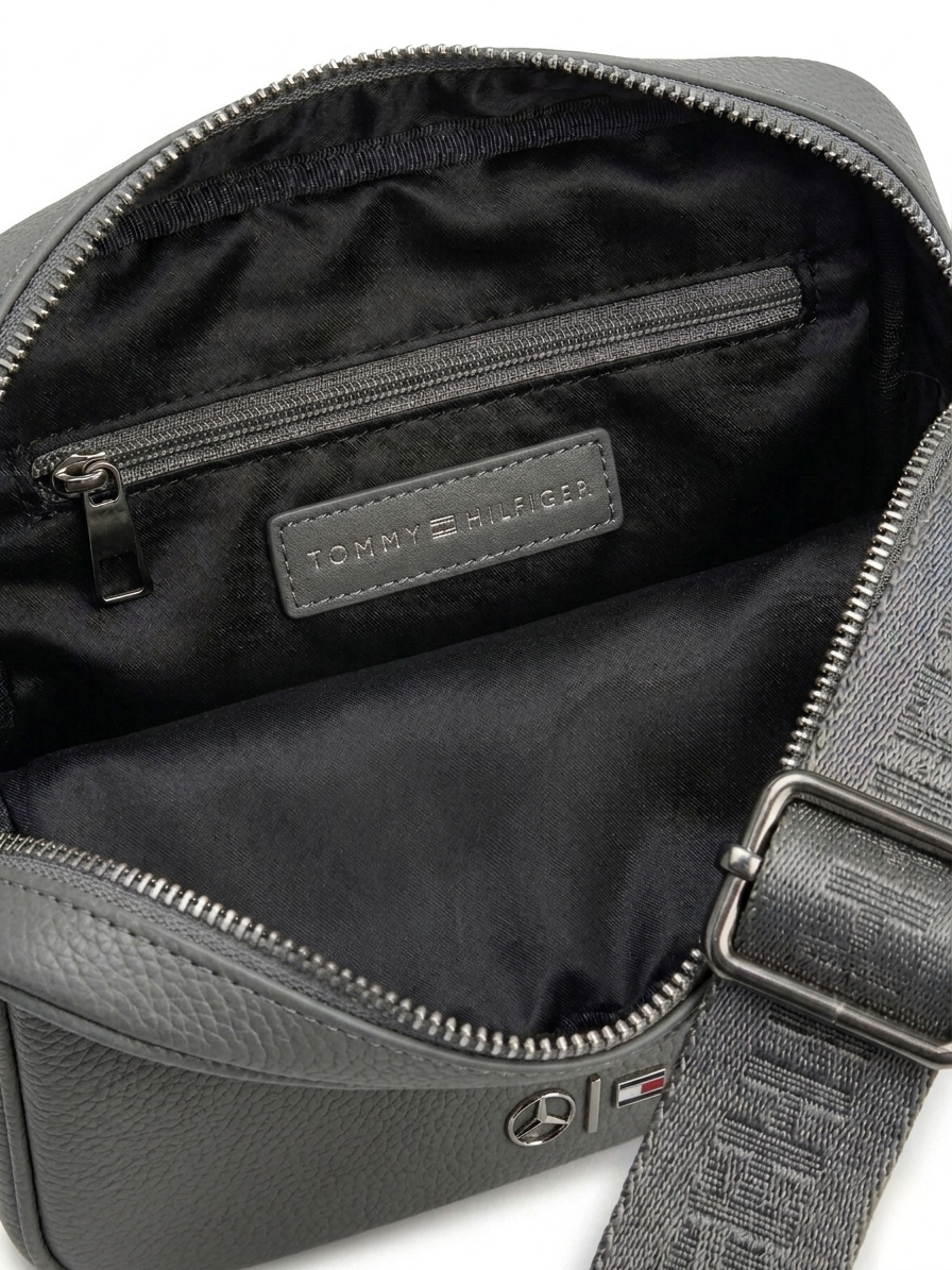 Tommy Hilfiger Light Gray Premium Cross Leather Bag Model BG4-518 Grey