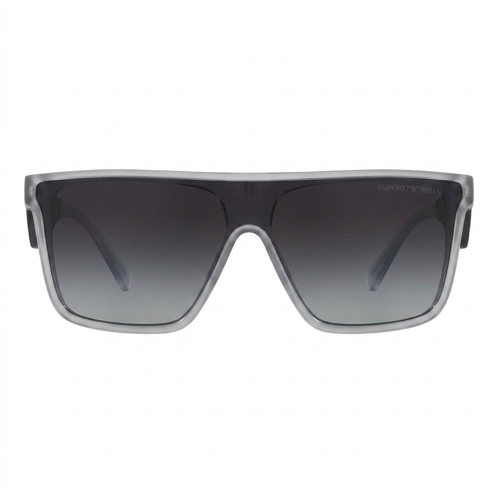 Emporio Armani Shield Gray Sunglasses-Rectangle