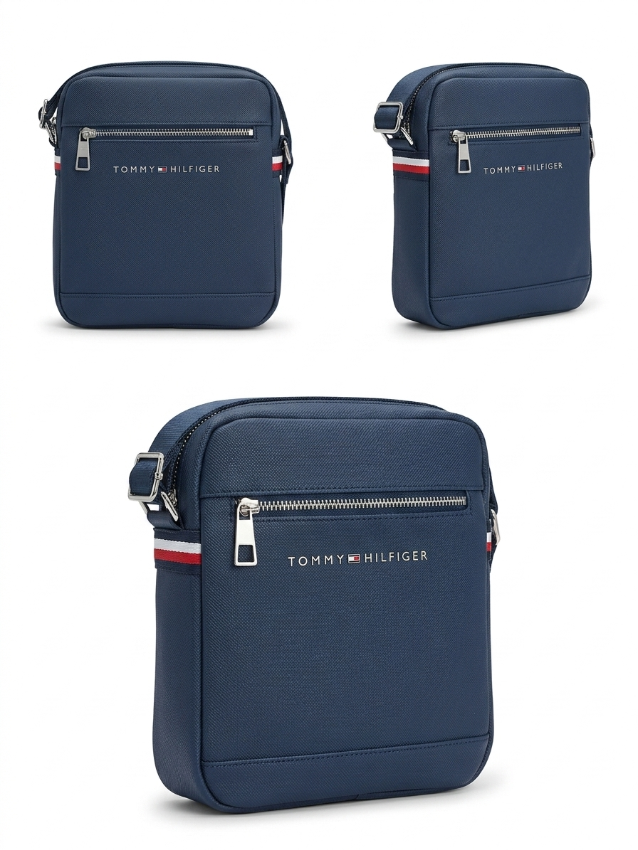 Tommy Hilfiger Navy Premium Cross Leather Bag / Model Bag-9 Blue