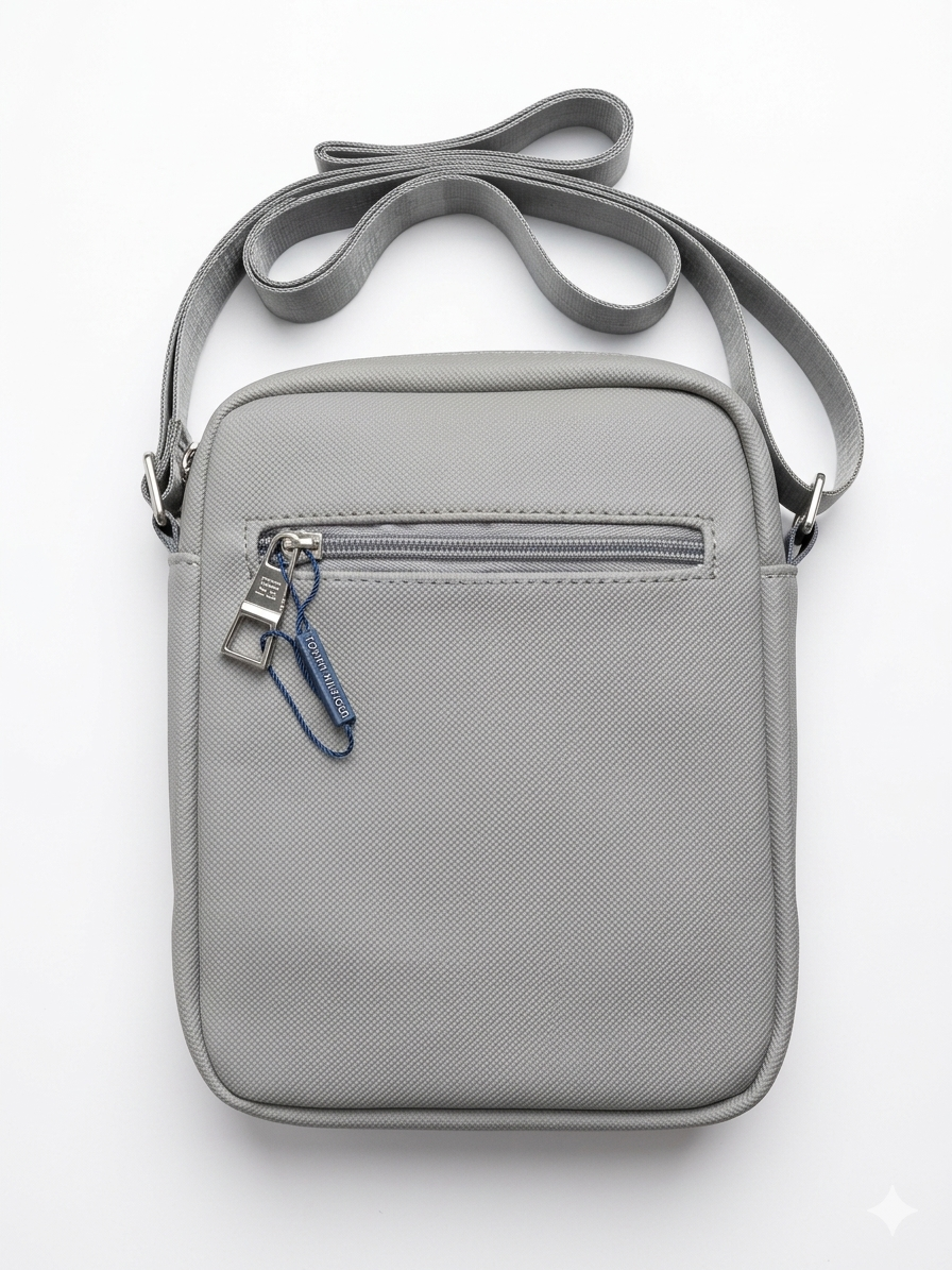 Tommy Hilfiger Light Gray Premium Cross Leather Bag Model BG4-518 Grey