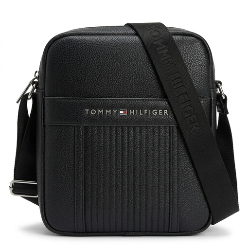 Tommy Hilfiger Black Premium Cross Leather Bag / Model Bag -16 Black